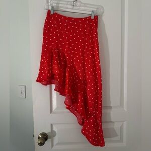 Red Polka Dot Asymmetrical Skirt
